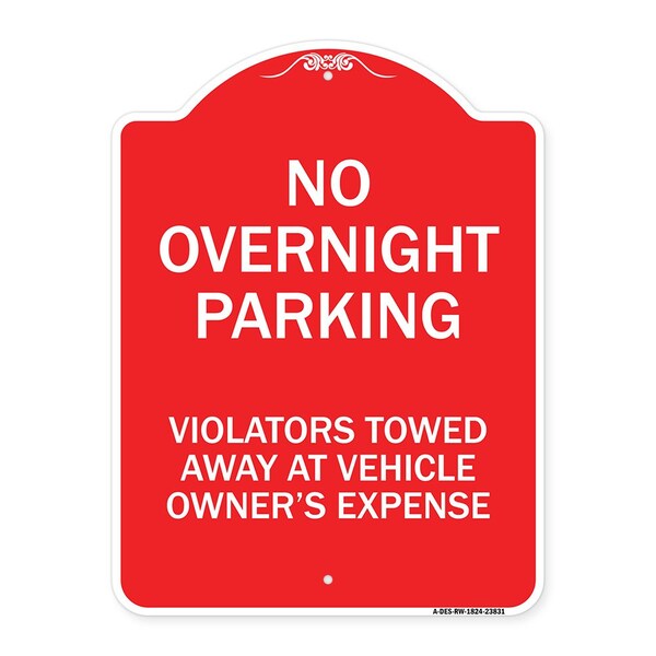Signmission No Overnight Parking Violators Towed Away at Vehicle Owners Expense, A-DES-RW-1824-23831 A-DES-RW-1824-23831 - main
